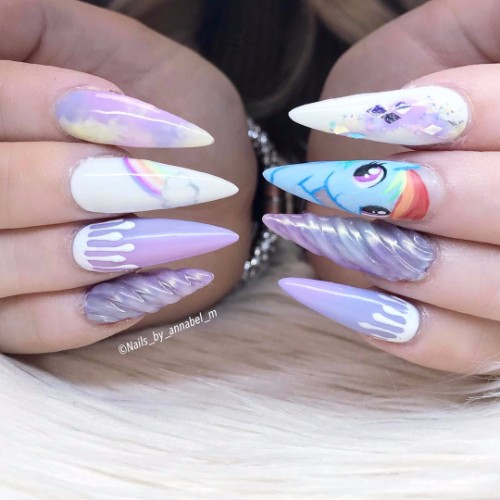 unicorn horn nail design for graduation