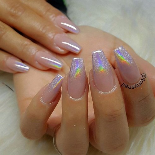 holographic prom nails