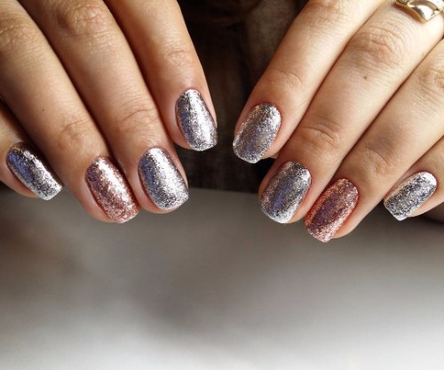 glass manicure with foil