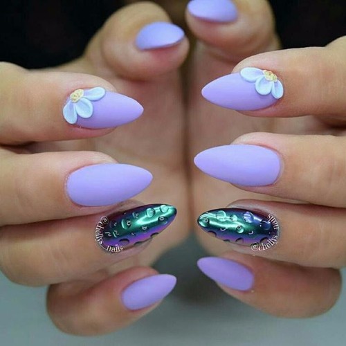 фиолетовый маникюр для длинных ногтей