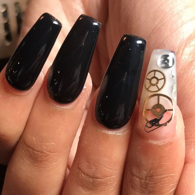 black-steampunk-acrylic-nails