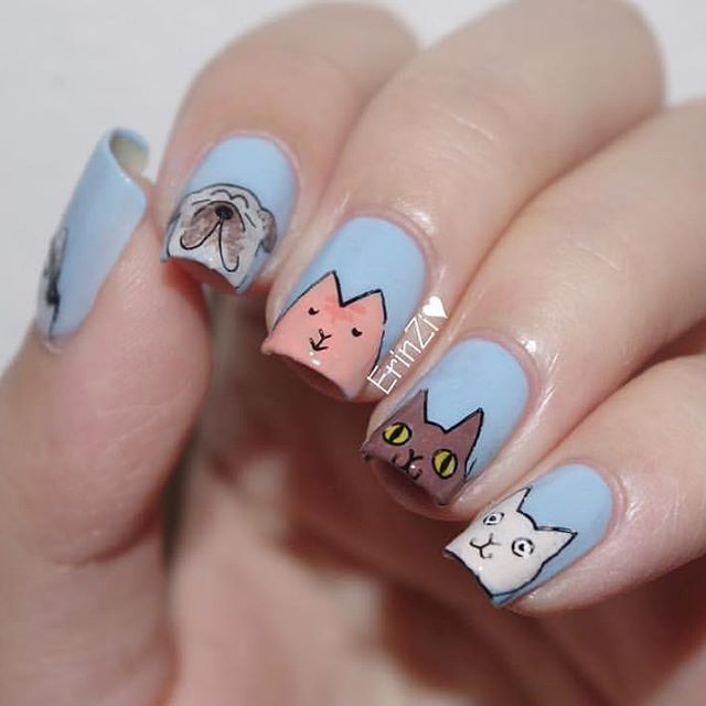 like cats and dogs nail design