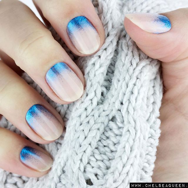 pink and blue nail design for fall