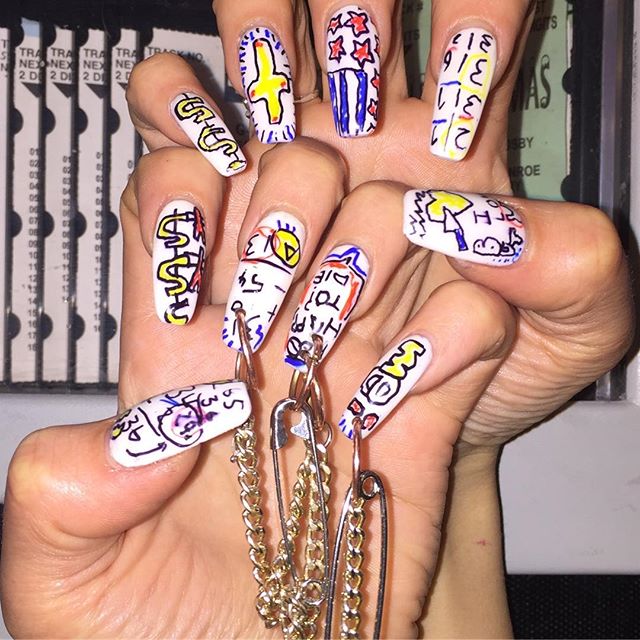 strange nail design with chains