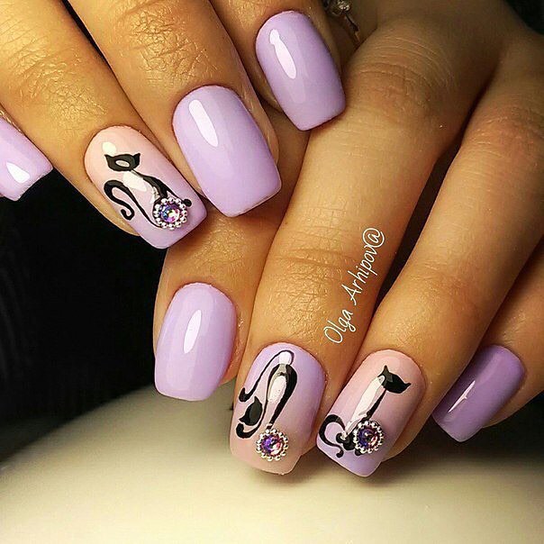 purple cat nails