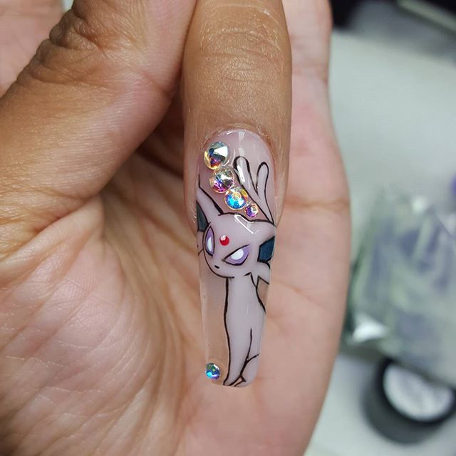 cat nail art for long nails