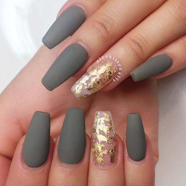 gray fall nail design