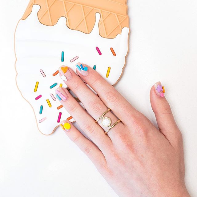 weird nail art with sweets