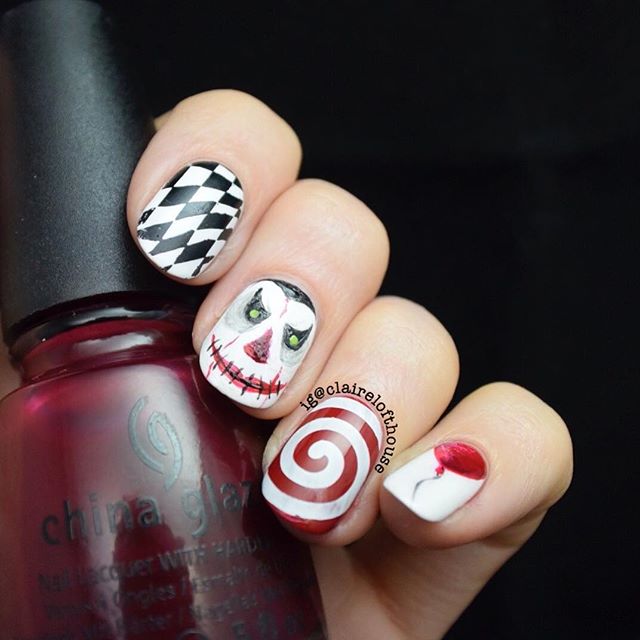 pennywise it halloween nails