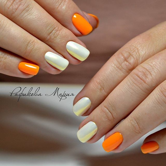 orange and white easy to do halloween nails