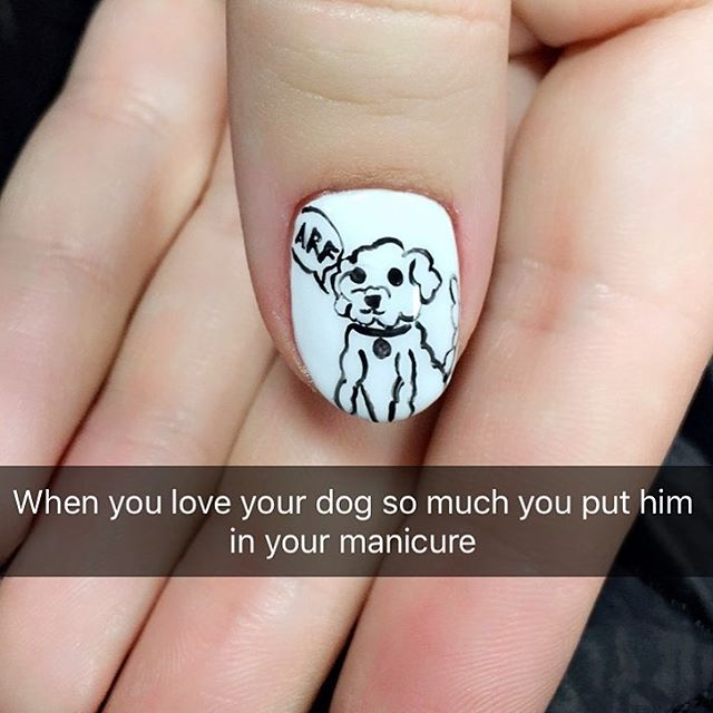 маникюр с собакой на ногтях