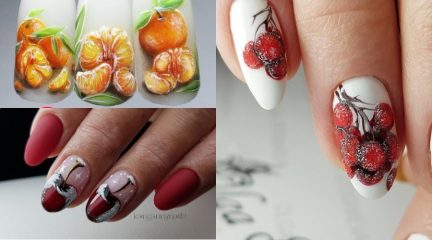 Зимние дизайны ногтей с фруктами: на Новый год, Рождество и другие праздники