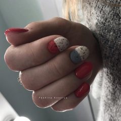 красный белый серый дизайн ногтей перепелиная скорлупа