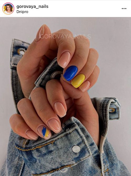 дизайн нігтів з прапором України різні руки